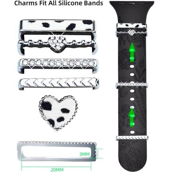 NEW Black/Silver Apple Watch Band with Charms main image 4